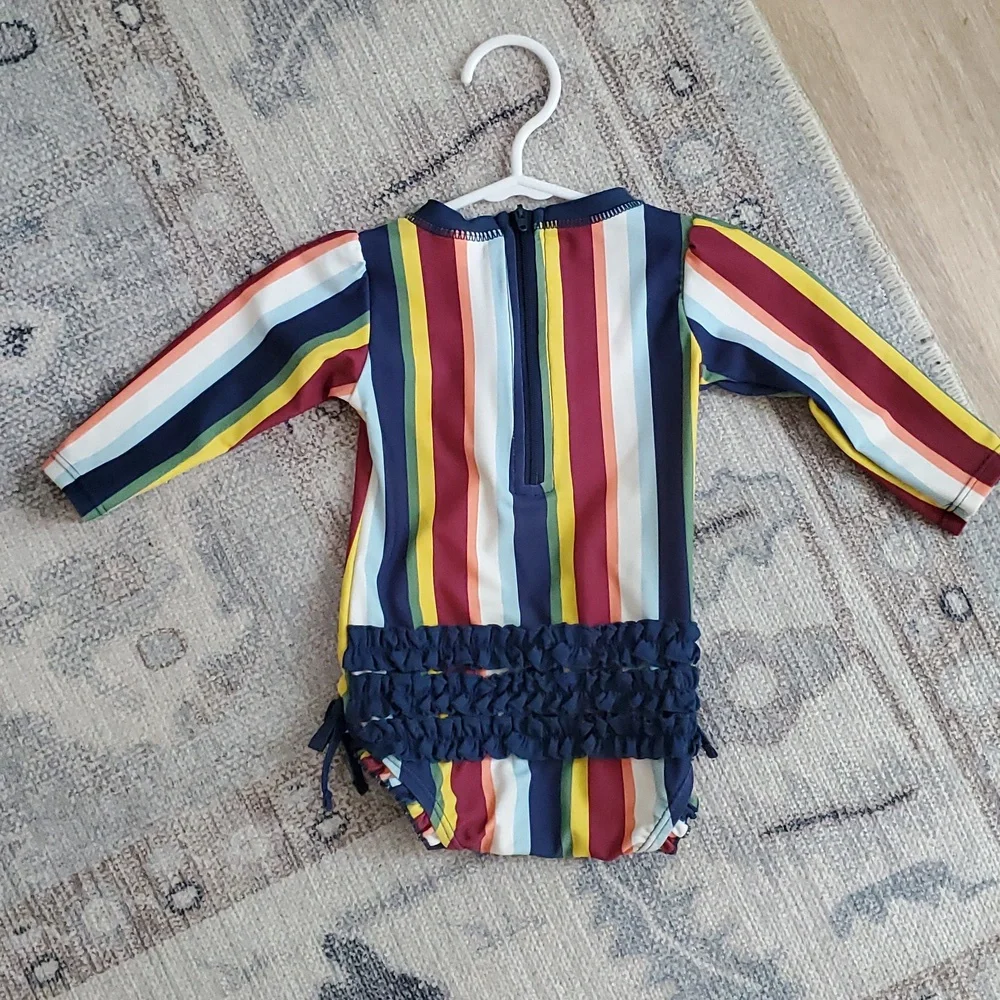 Ruffle Butts Baby Girl Long Sleeve Swimsuit Rashguard Sz6-12m